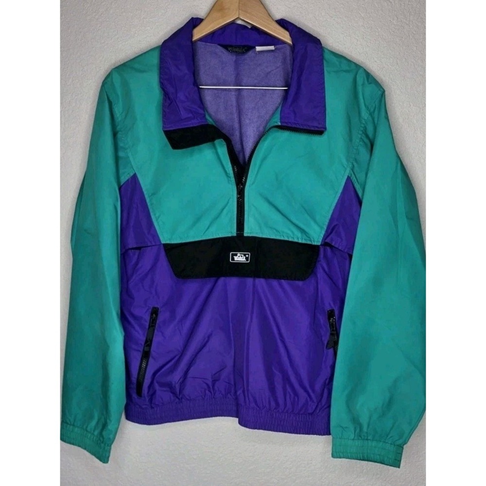 Vintage Woolrich Plum Men M 1/4 Zip Pullover Jacket Y2K 80s 90s Retro Windbreakr